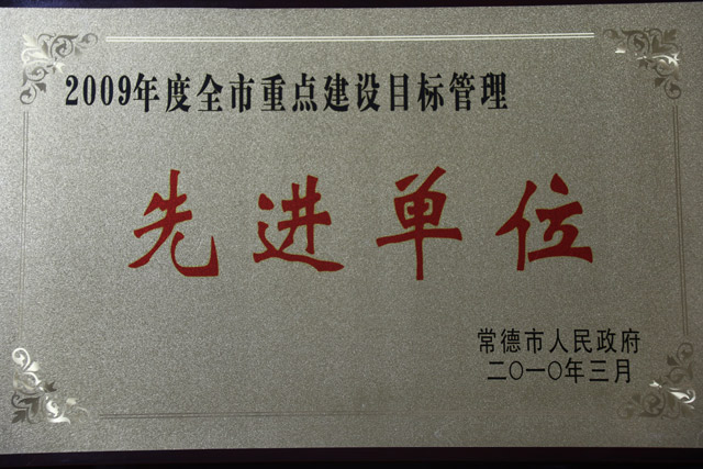 2009年度全市重點(diǎn)建設(shè)目標(biāo)管理一“先進(jìn)單位”